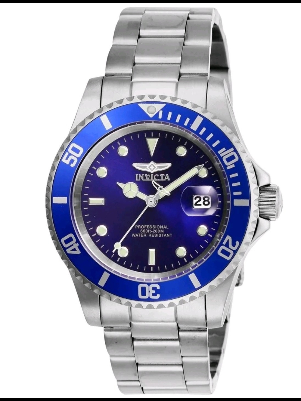 Invicta Silver Watch with Blue Dial and Bezel - Picture 7 of 9